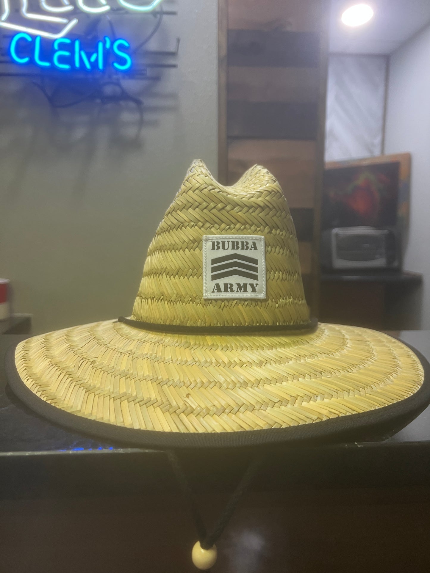 New style! BACK BY POPULAR DEMAND! Bubba Army Outsider Lifeguard Large brim Straw hat Custom logo on front and bottom!!!