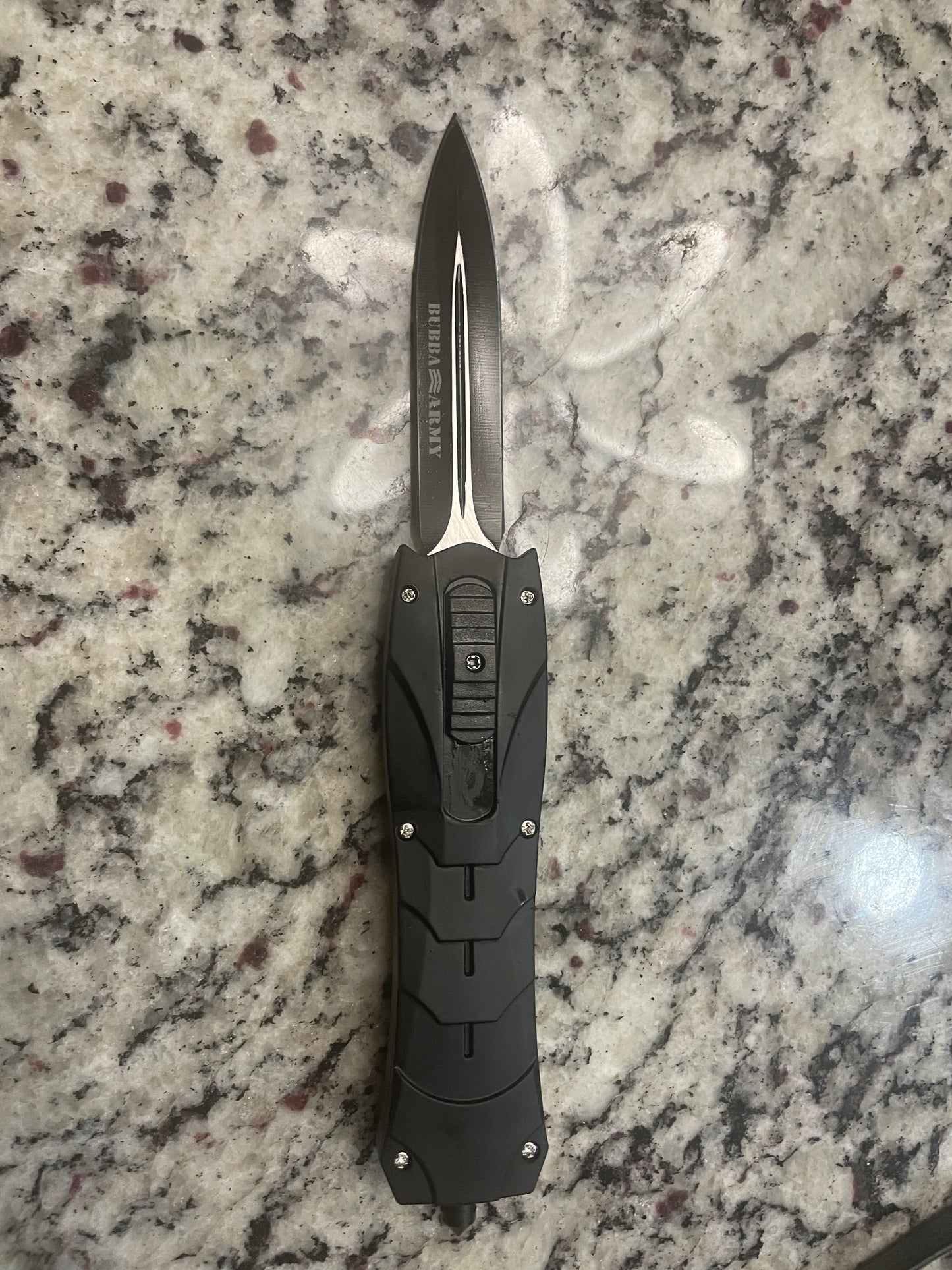 Retractable 9” hunting knife- Custom Bubba Army Logo on blade