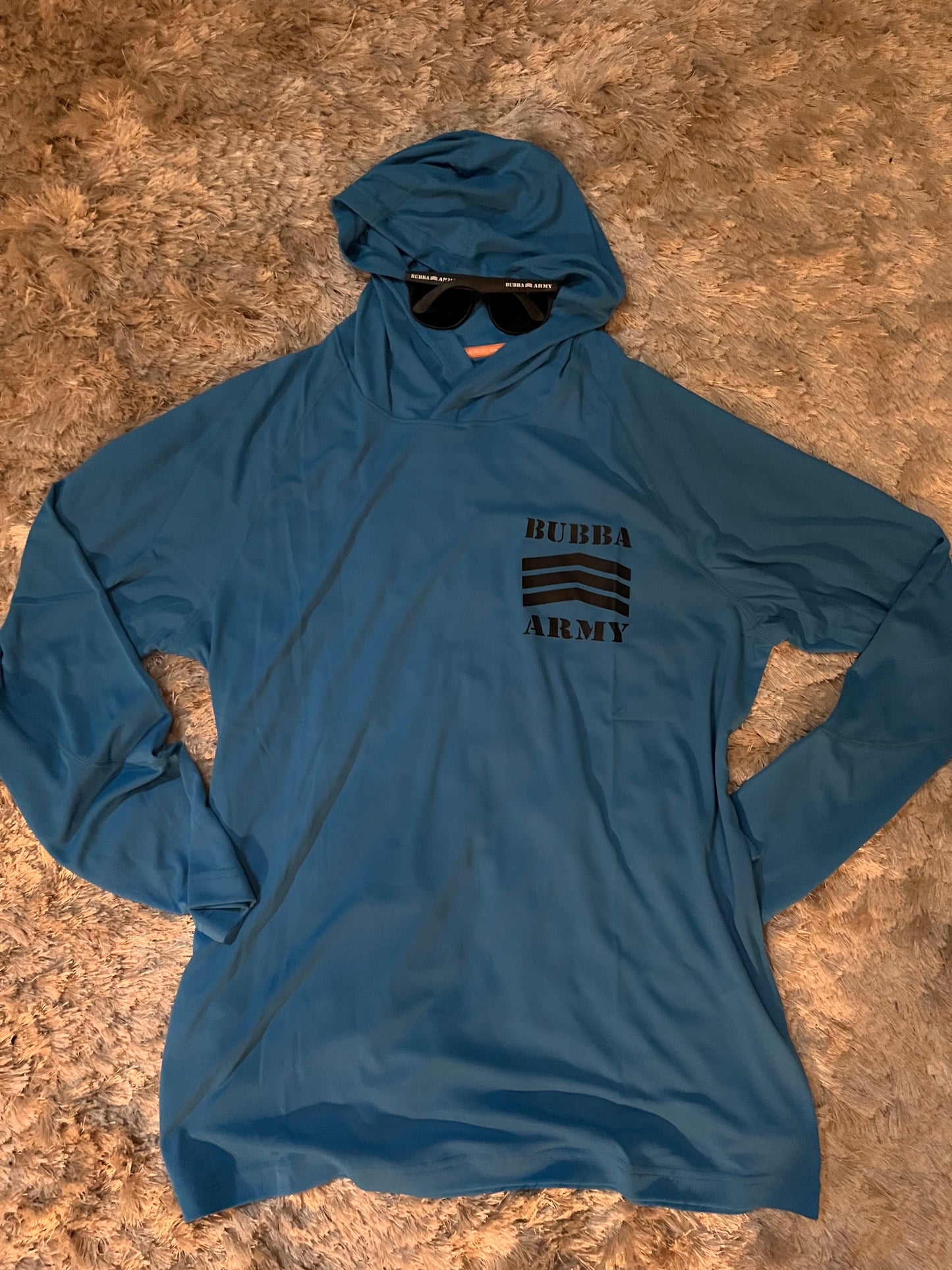 Huk inspired Bubba Army UV summer fishing beach shirt BLUE