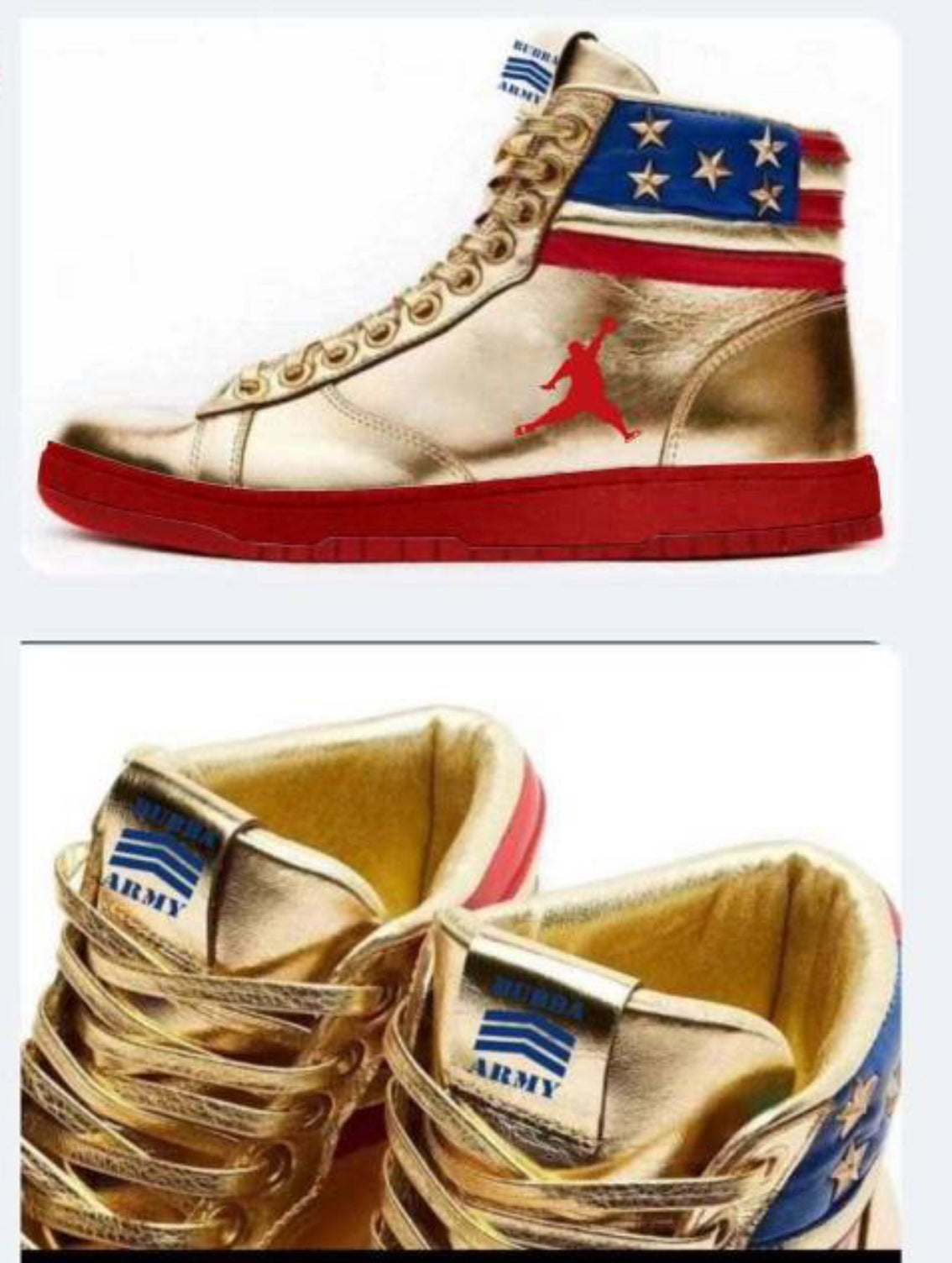 Air Bubba®️ Trump inspired Gold Patriotic Bubba Army®️ shoes