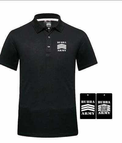 LIMITED EDITION- Bubba Army Polo Black dry fit (XS- XL) and cotton (2xl & 3xl) shirts Logo custom embroidered
