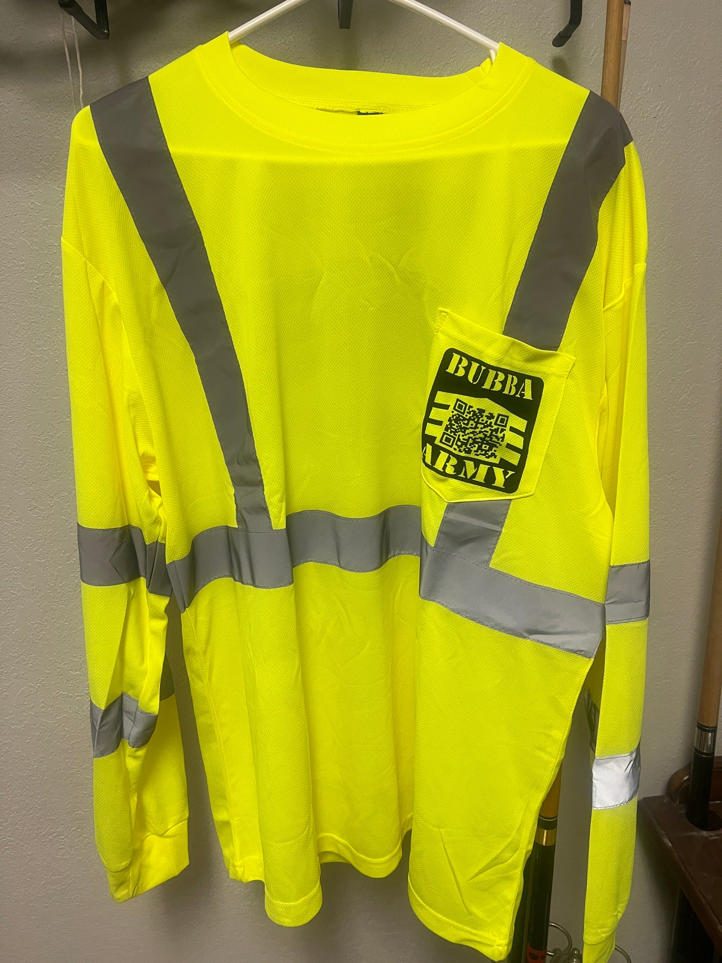 BUBBA ARMY NEW QR CODE pocket - High Visibility long sleeve - Class 3 Mesh Long Sleeve T-Shirt - Yellow/Lime