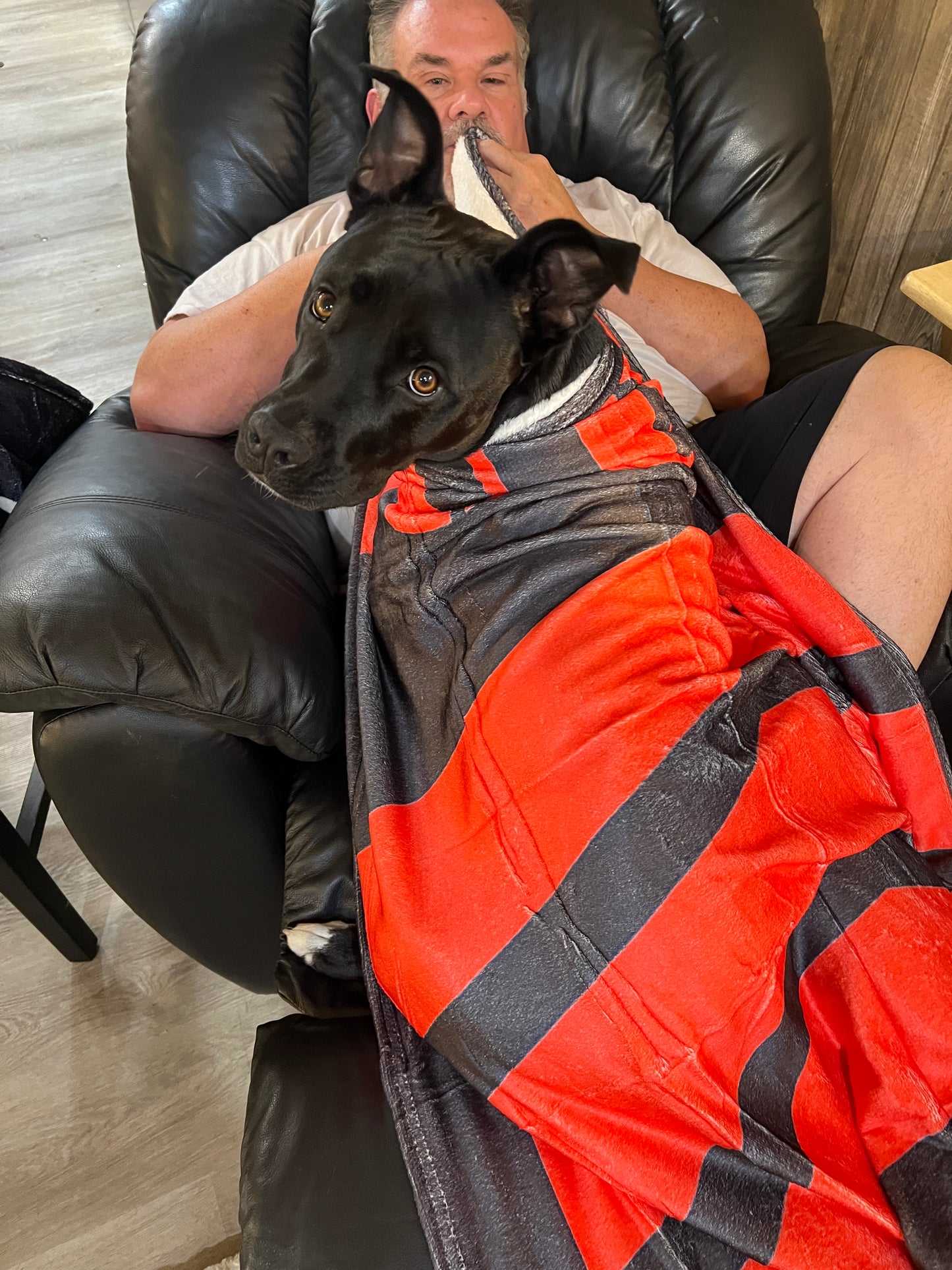 Stone Washed Black / Red Fleece Bubba Army Blanket / Throw super soft, warm 6’x4’ cozy MUST HAVE!