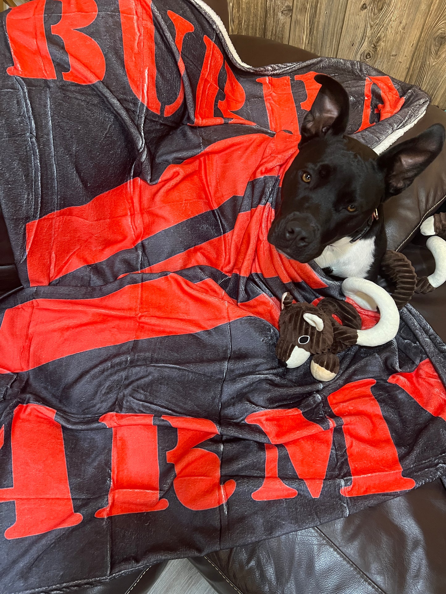 Stone Washed Black / Red Fleece Bubba Army Blanket / Throw super soft, warm 6’x4’ cozy MUST HAVE!