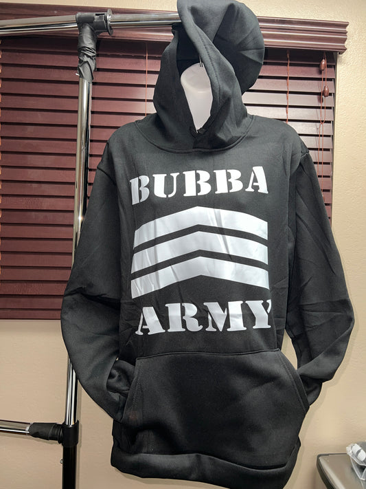 Bubba Army 100% polyester black hoodies with white Bubba Army logo