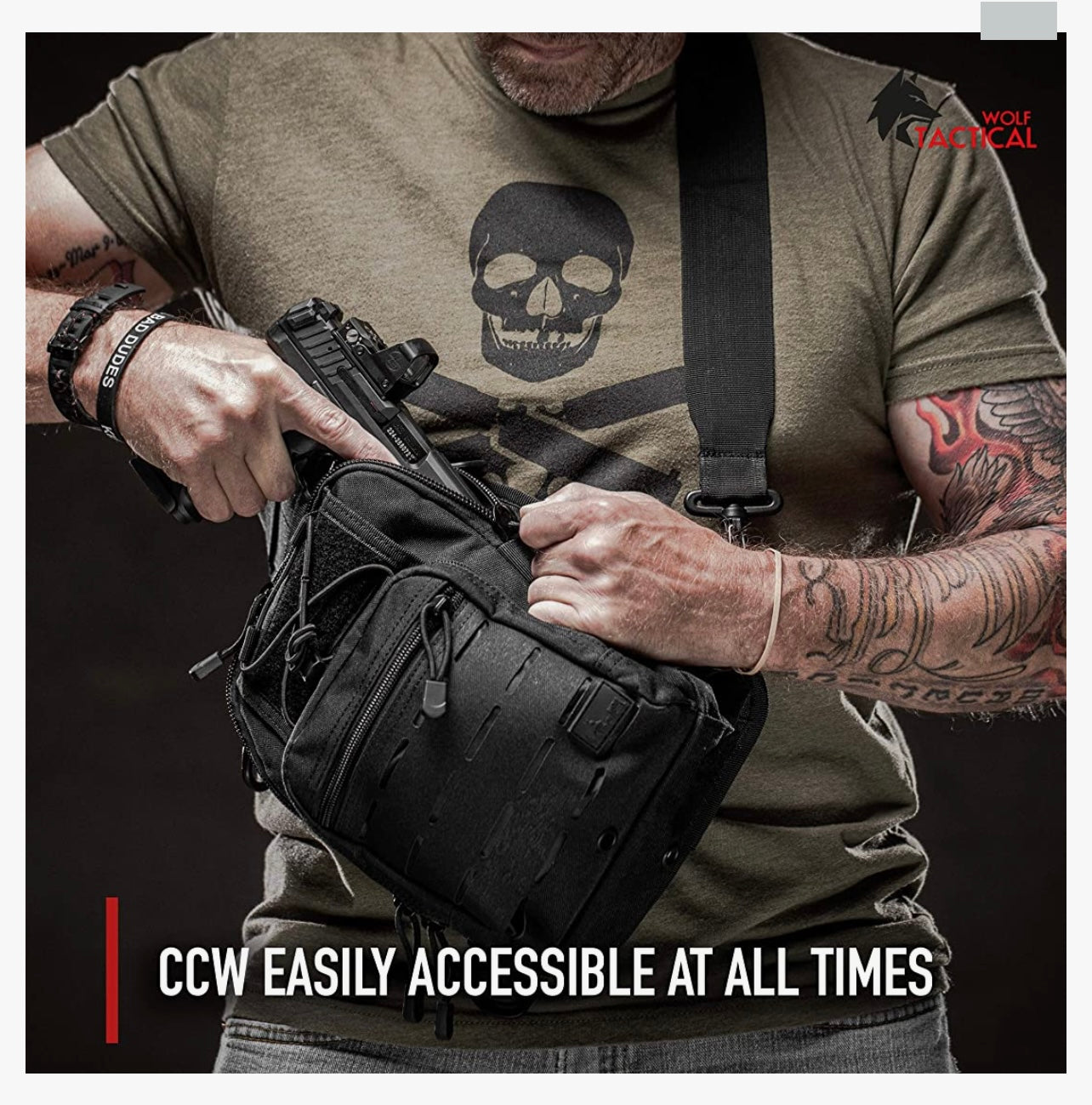 Bubba Army Black Python Tactical Bag - Concealed Carry Shoulder Bag for Range, Travel, Hiking, Outdoor Sport Bag