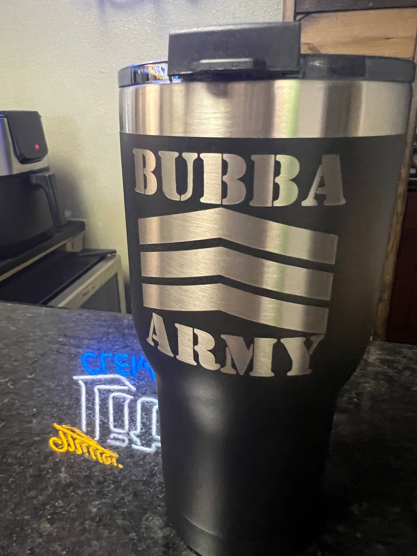 LIMITED EDITION- 20 oz RTIC BUBBA ARMY Charcoal Black tumblers BTLS signature on back