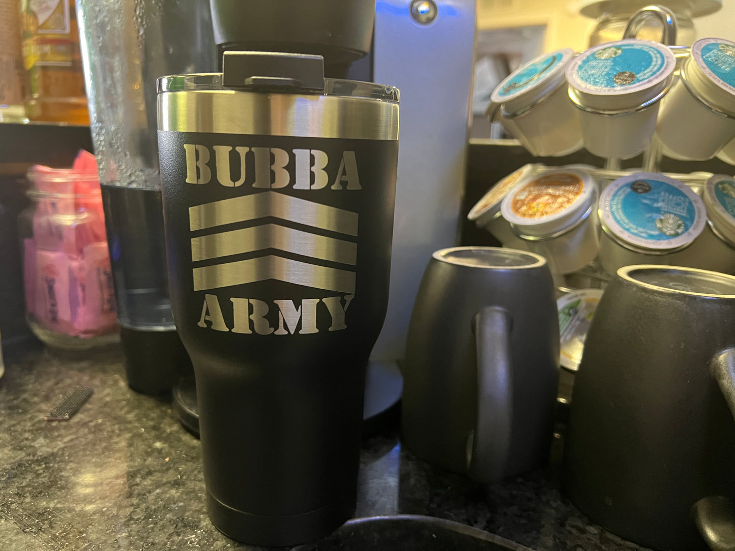 LIMITED EDITION- 20 oz RTIC BUBBA ARMY Charcoal Black tumblers BTLS signature on back