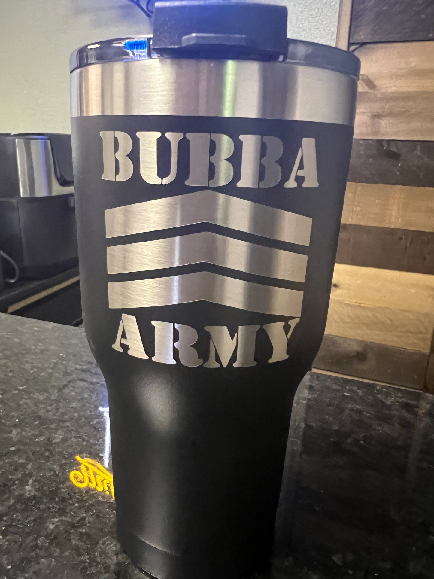 LIMITED EDITION- 20 oz RTIC BUBBA ARMY Charcoal Black tumblers BTLS signature on back