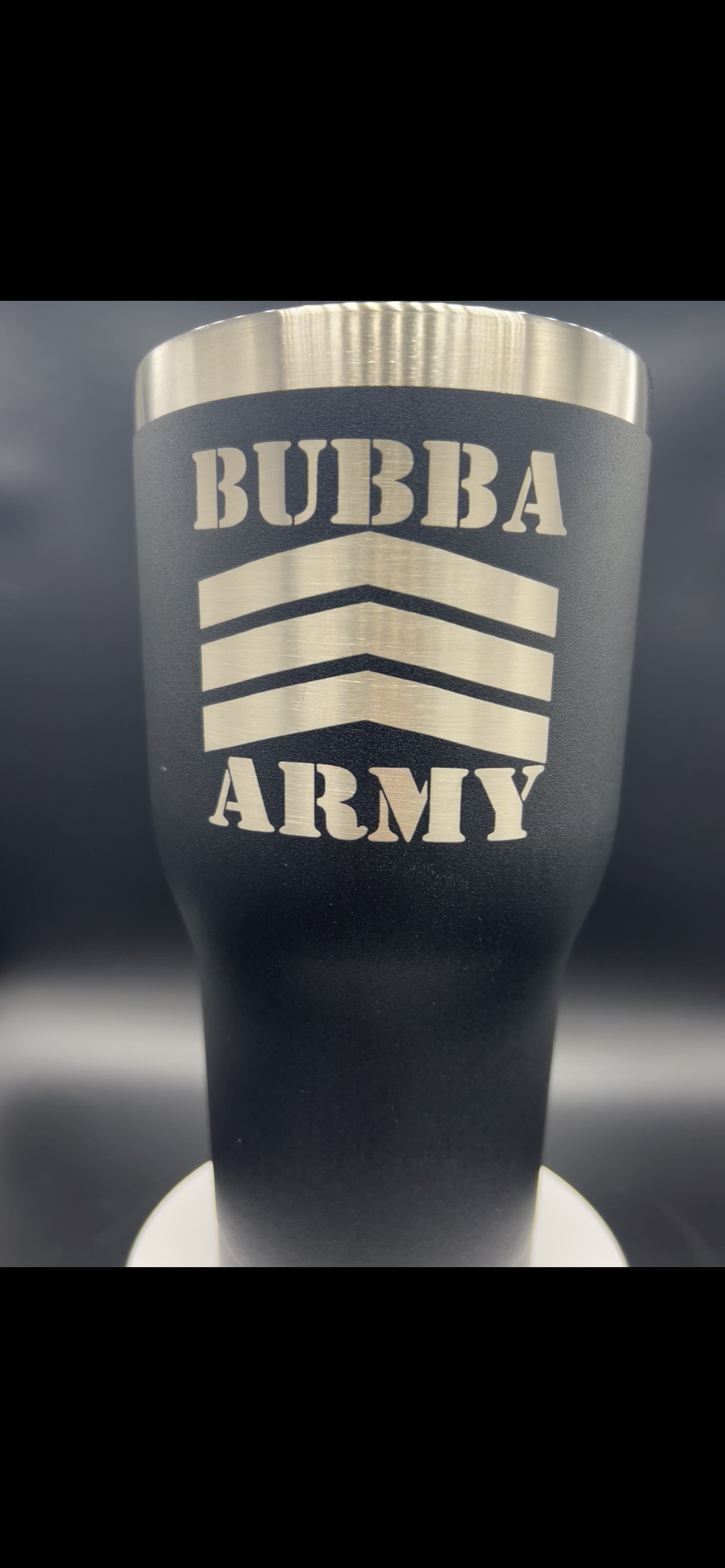 LIMITED EDITION- 20 oz RTIC BUBBA ARMY Charcoal Black tumblers BTLS signature on back