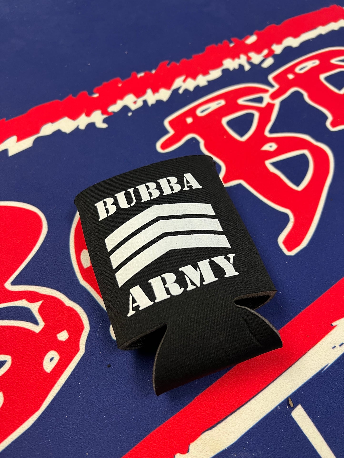 Black Neoprene BUBBA ARMY 12oz beer / soda Koozies Cooler - 2 sided QR Code- $2.00