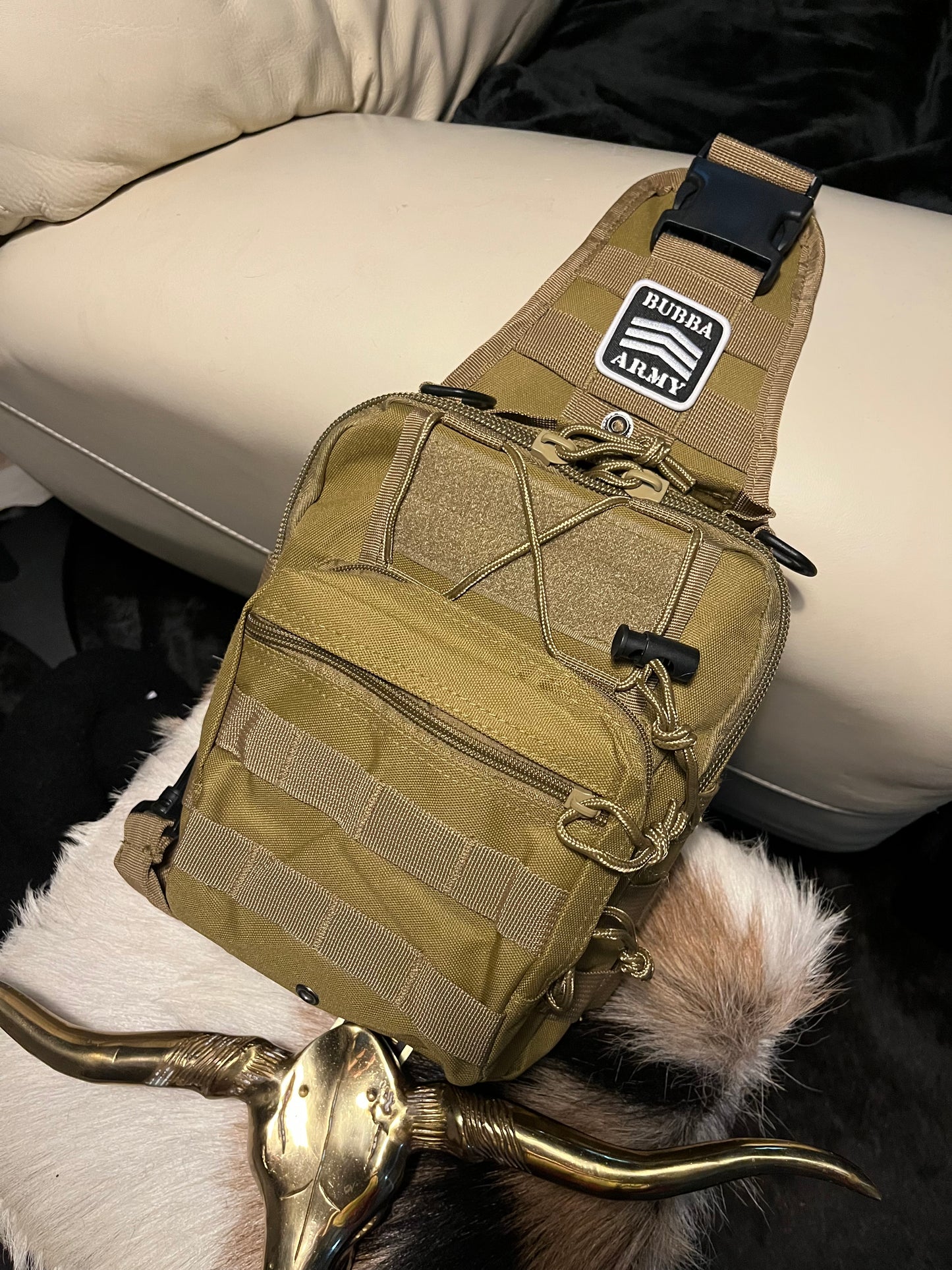 Bubba Army Khaki tactical Bag - Concealed Carry Shoulder Bag for Range, Travel, Hiking, Outdoor Sport Sling Bag