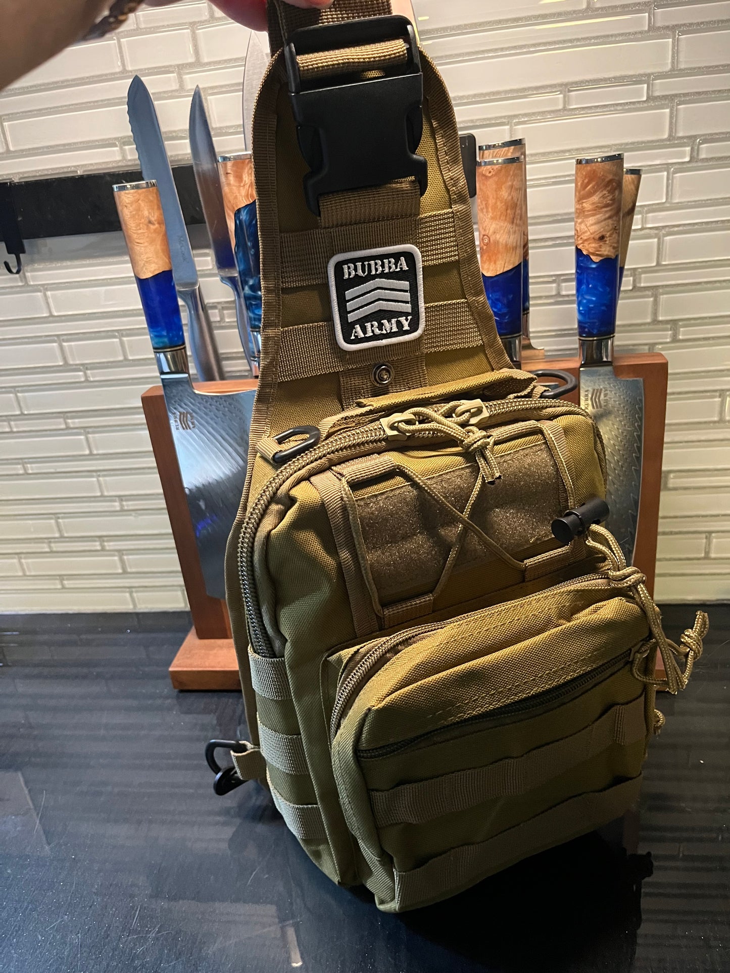 Bubba Army Khaki tactical Bag - Concealed Carry Shoulder Bag for Range, Travel, Hiking, Outdoor Sport Sling Bag