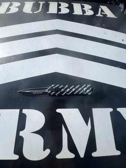 Retractable 9” hunting knife- Custom Bubba Army Logo on blade black sleeve case included