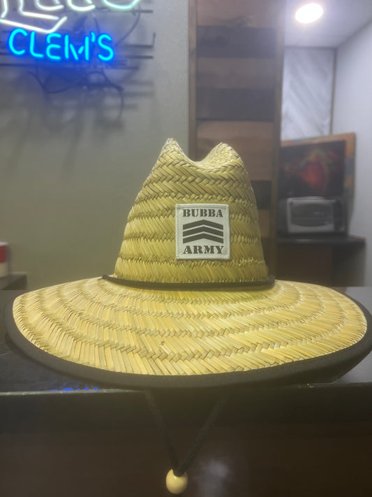 New style! BACK BY POPULAR DEMAND! Bubba Army Outsider Lifeguard Large brim Straw hat Custom logo on front and bottom!!!