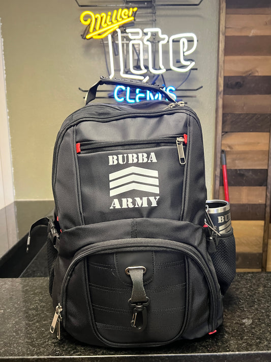Bubba Army® Backpack Large 17” laptop capacity, USB charger, Heavy Duty travel TSA friendly