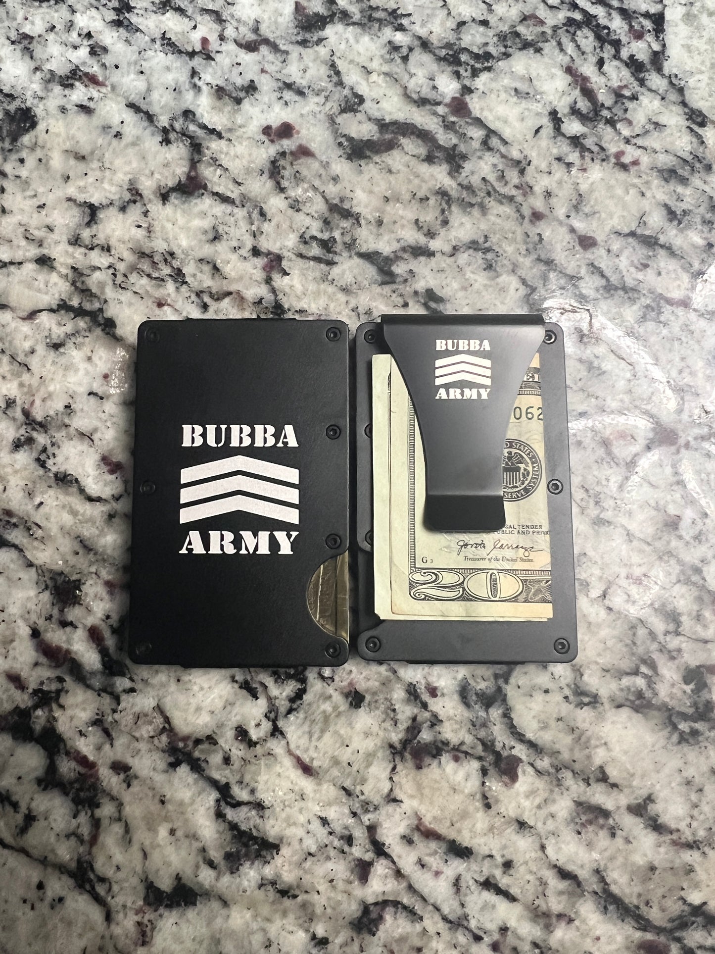 Bubba Army - Reinvented Design Men's Wallet - Slim, Minimalistic & Seamless Card Case, Blocks RFID Scanners, Holds 12 Cards (Iron)