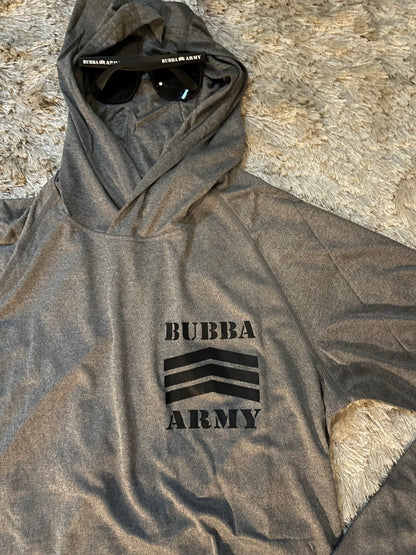Huk Inspired Bubba Army UV fishing sun shirt hooded GREY