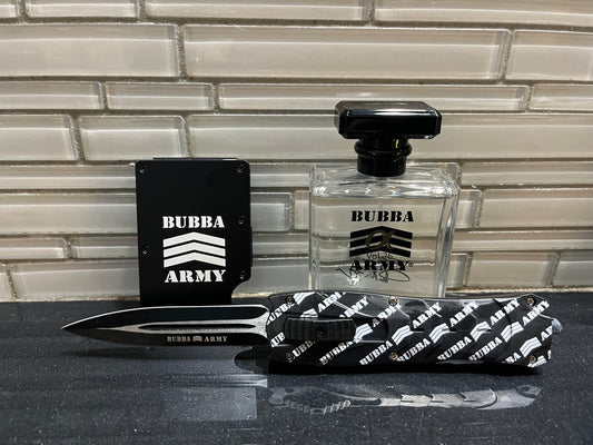 BEST BUBBA ARMY BUNDLE- Vol 26 Alpha Cologne, Tactical Knife and wallet - Smell Good - Look good!