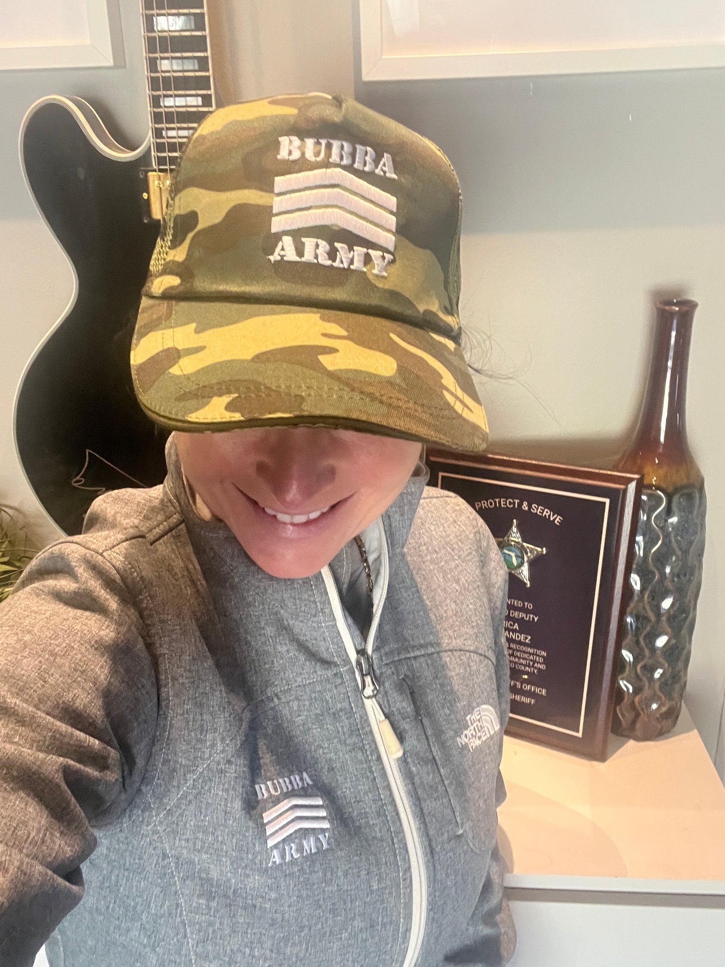 2026 Bubba Army Camo Hat with white embroidery adjustable