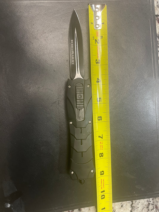 Retractable 9” hunting knife- Custom Bubba Army Logo on blade