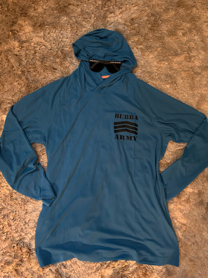 Huk inspired Bubba Army UV summer fishing beach shirt BLUE