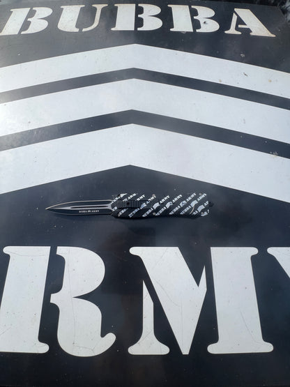 Retractable 9” hunting knife- Custom Bubba Army Logo on blade black sleeve case included