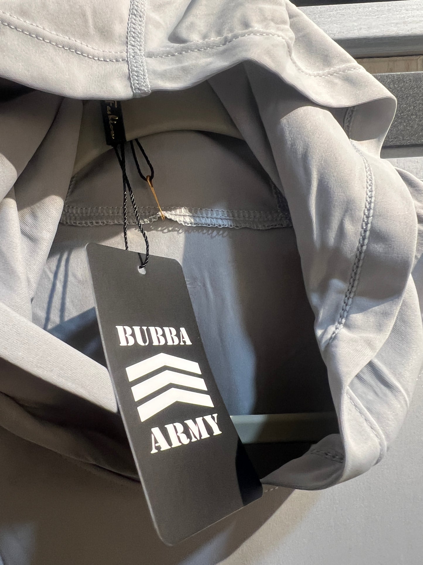 Huk Inspired Bubba Army UV fishing sun shirt hooded Grey Harbor Mist color