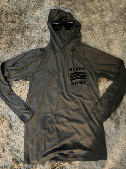 Huk Inspired Bubba Army UV fishing sun shirt hooded GREY