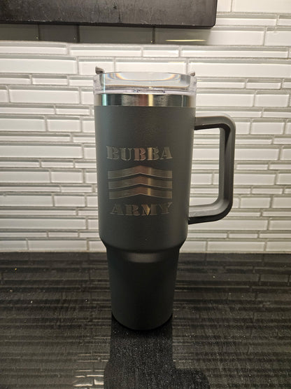 2026 Gun Metal Grey Bubba Army Tumbler 40oz Stanley Inspired
