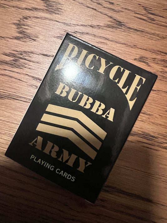 1 deck of Standard Bubba Army Playing Cards, Black & Gold great for Poker, Blackjack, Family game night- fun for all ages