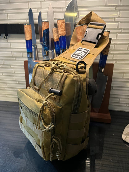Bubba Army Khaki tactical Bag - Concealed Carry Shoulder Bag for Range, Travel, Hiking, Outdoor Sport Sling Bag