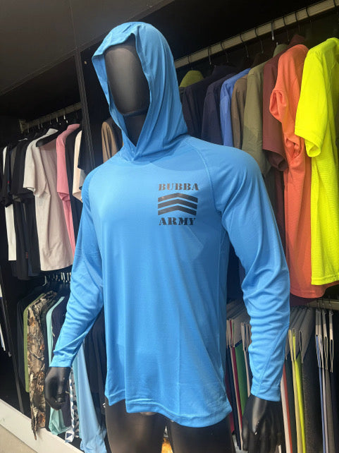 Huk inspired Bubba Army UV summer fishing beach shirt BLUE