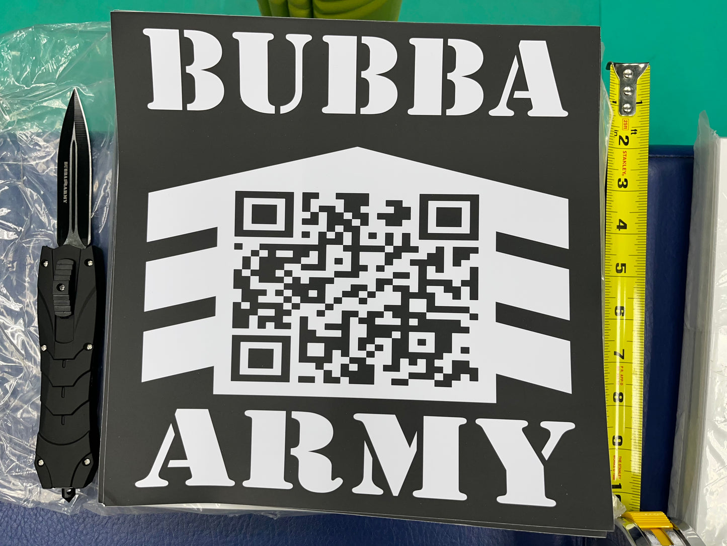 10”x10” Large Bubba Army High Quality QR Code truck, race car decals