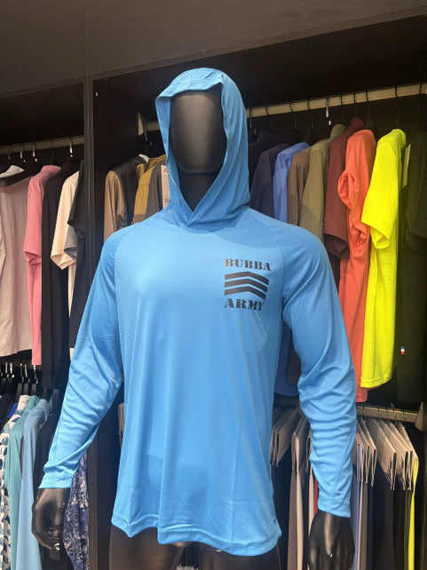 Huk inspired Bubba Army UV summer fishing beach shirt BLUE