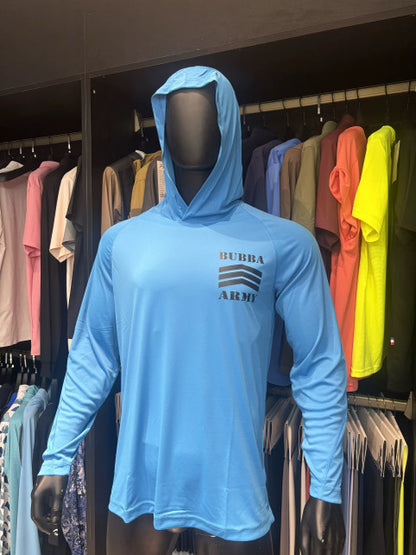 Huk inspired Bubba Army UV summer fishing beach shirt BLUE