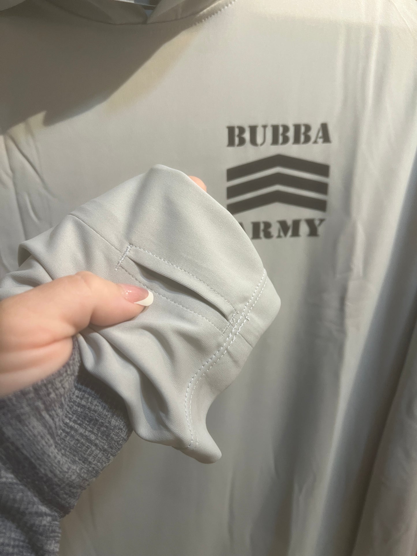 Huk Inspired Bubba Army UV fishing sun shirt hooded Grey Harbor Mist color
