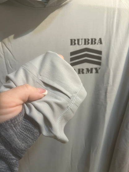 Huk Inspired Bubba Army UV fishing sun shirt hooded Grey Harbor Mist color