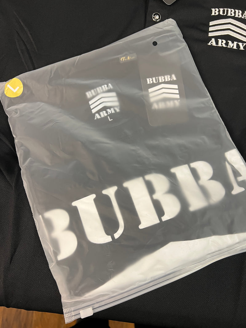 NEW STOCK BUBBA ARMY LABEL -Bubba Army Black Short Sleeve T-Shirt - Original traditional Authentic (QR code back)