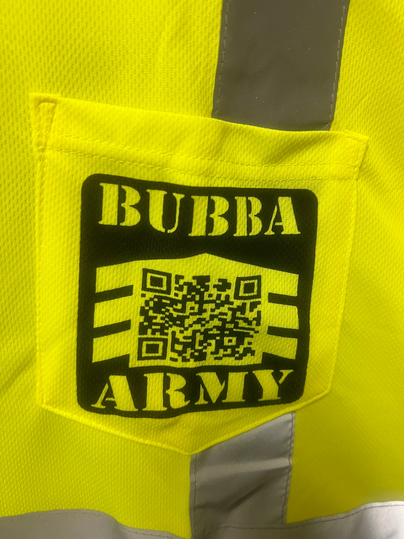 BUBBA ARMY NEW QR CODE pocket - High Visibility long sleeve - Class 3 Mesh Long Sleeve T-Shirt - Yellow/Lime