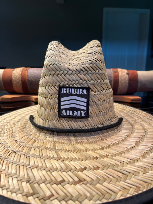 Summer of 2026 - BACK BY POPULAR DEMAND! Bubba Army Outsider Lifeguard Large brim Straw hat Custom logo on front and bottom!!!