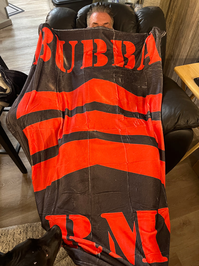 Stone Washed Black / Red Fleece Bubba Army Blanket / Throw super soft, warm 6’x4’ cozy MUST HAVE!
