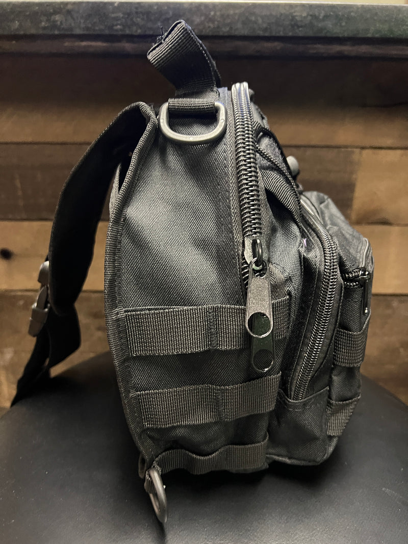 Bubba Army SOLID BLACK Tactical Bag - Concealed Carry Shoulder Bag for Range, Travel, Hiking, Outdoor Sport Bag