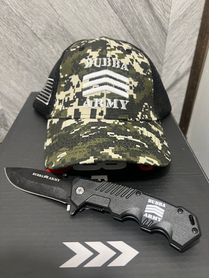 Custom Bubba Army® 4" Blade Pocket Folding Knife with clip Stainless Steel Black