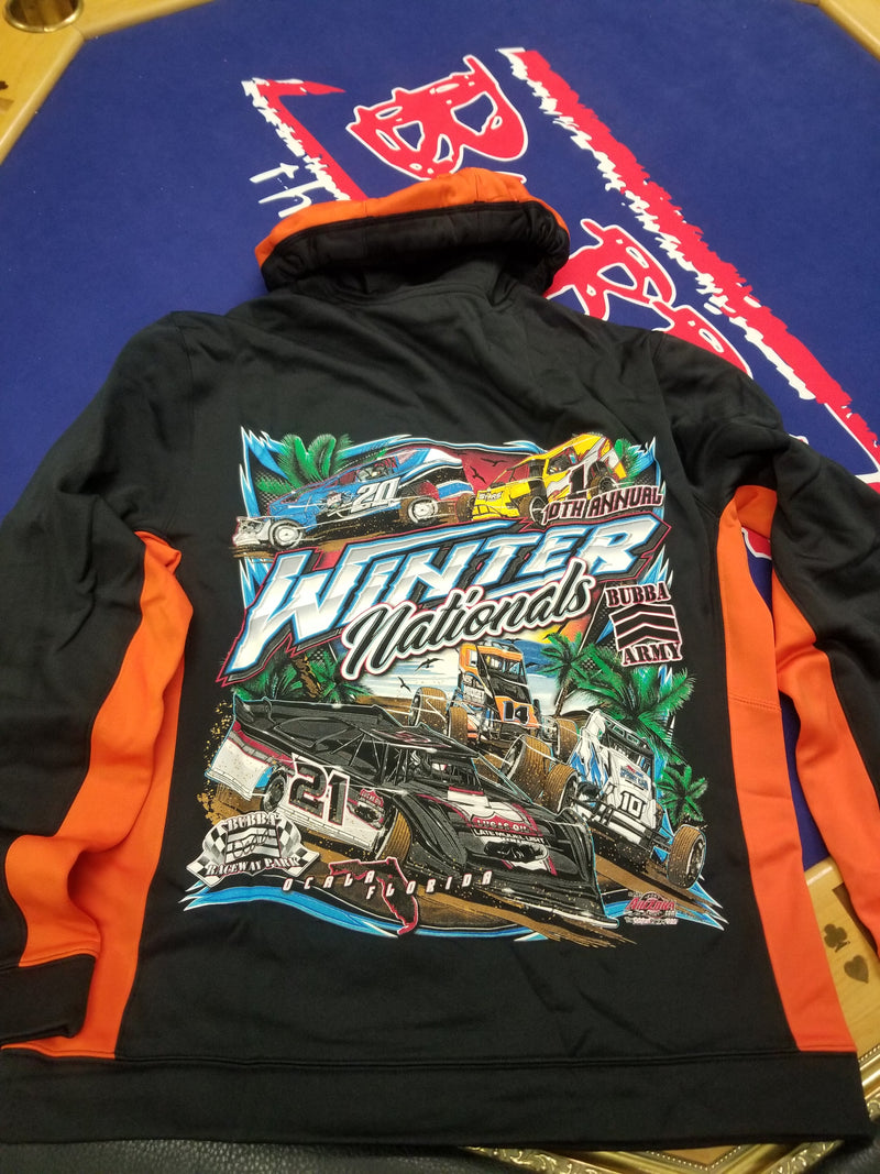 BRP- BUBBA RACEWAY PARK WINTERNATIONALS HOODIE BLACK / ORANGE 100% Polyester 